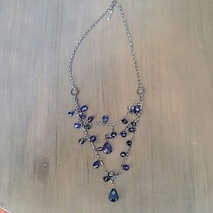 Express womens beaded layer necklace.  OS. Blue and grey color.